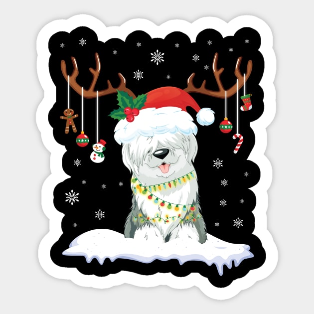 Old English Sheepdog Reindeer Santa Noel Costume DancE Snow Sticker by bakhanh123